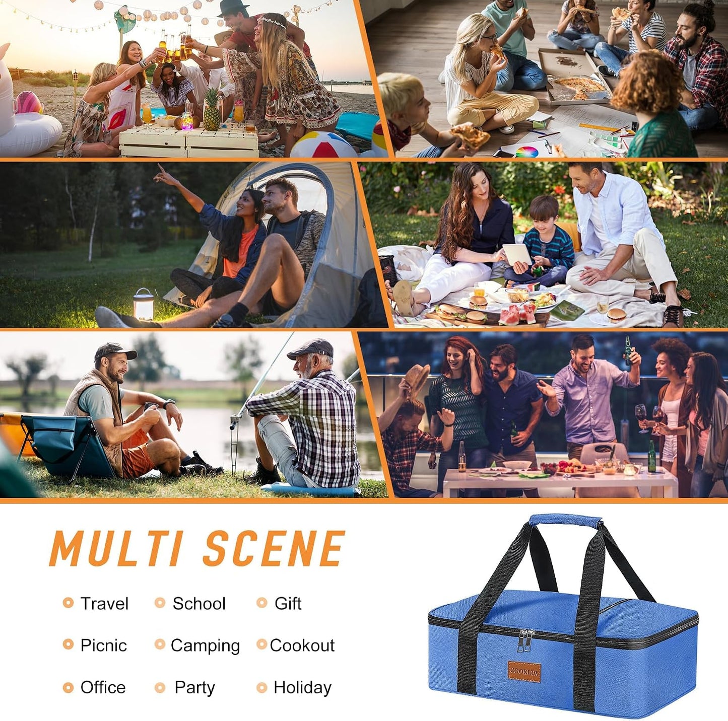 Insulated Casserole Carrier 9x13 Inch, Durable Nylon, Leak-Proof Casserole Dish Carrier, Casserole Carriers for Hot or Cold Food (Christmas)