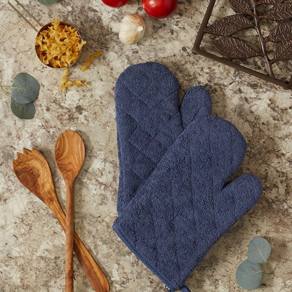 DII Basic Terry Collection 100% Cotton Quilted, Oven Mitt, Brown, 2 Piece