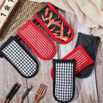 Geiserailie 8 Pcs Cast Iron Skillet Handle Cover Heat Resistant Pan Handle Sleeve Non Slip Pot Holders Machine Washable Handles Mitts for Kitchen Cooking Tools, 4 Styles(Retro Style)