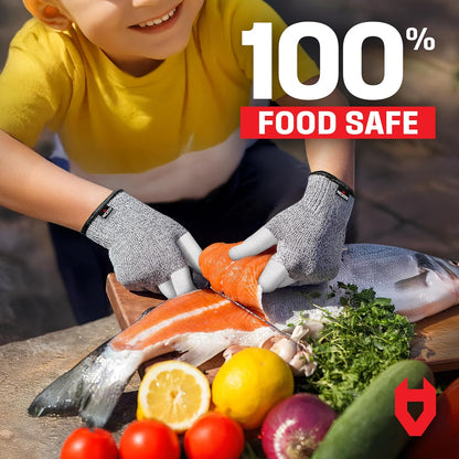NoCry Kids Cutting Gloves, XS (8-12 Years) — 100% Food Grade and Level 5 Protection — Comfortable and Lightweight, Yet Tough — Ambidextrous — Ideal for Fishing, Wood Carving and Whittling