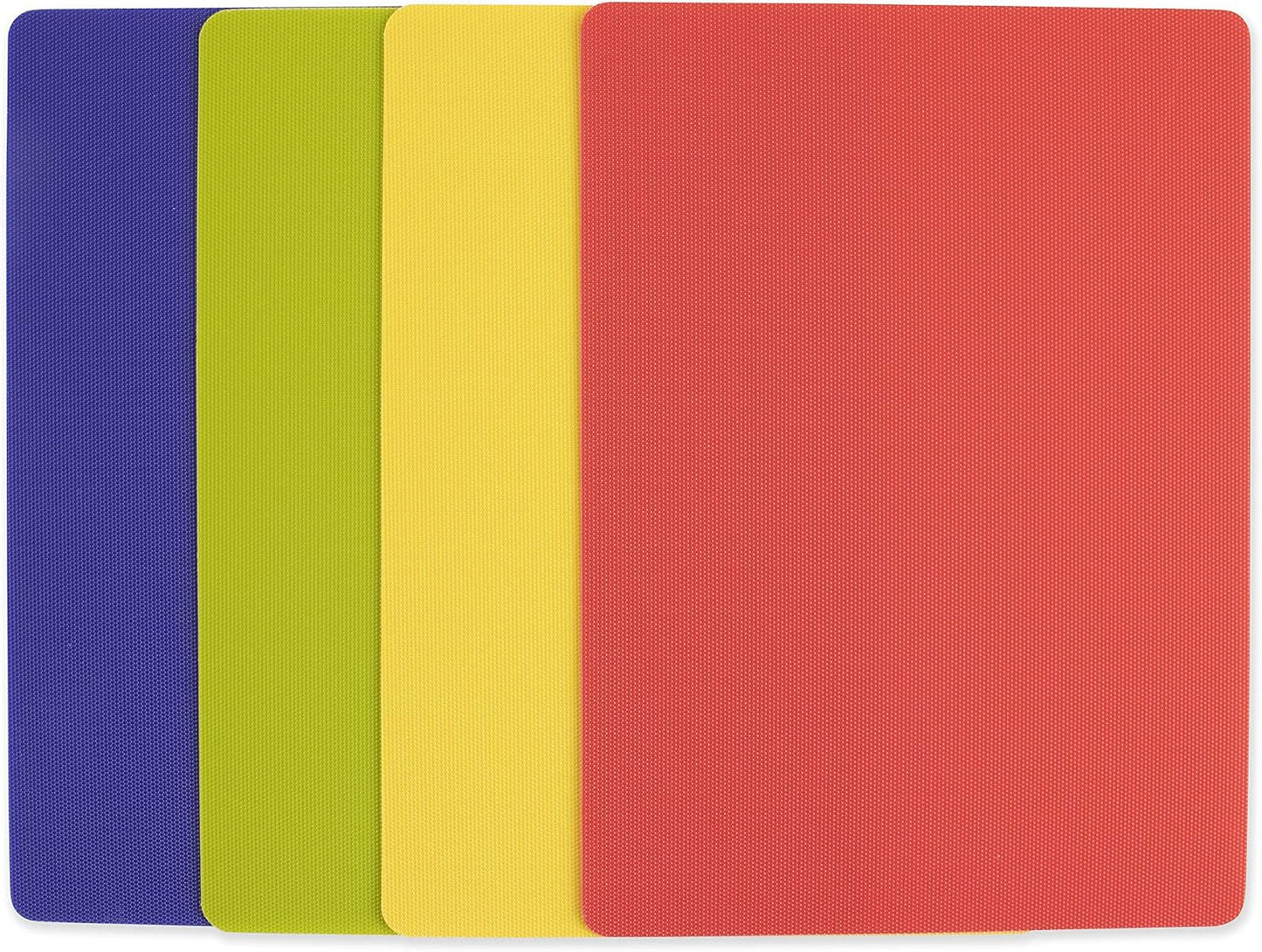 Dexas Heavy Duty Cutting Board Grippmat, Flexible Cutting Boards for Kitchen, Set of 4, Non Slip Plastic Board Cutting Mat 11.5 by 14 Inches Gray, Red, White and Green Set, Kitchen Gadgets