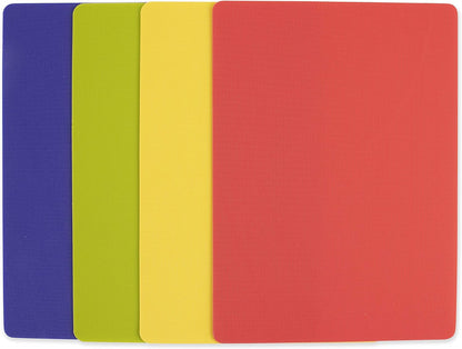 Dexas Heavy Duty Cutting Board Grippmat, Flexible Cutting Boards for Kitchen, Set of 4, Non Slip Plastic Board Cutting Mat 11.5 by 14 Inches Gray, Red, White and Green Set, Kitchen Gadgets