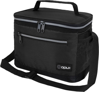 opux Insulated Lunch Box Men Women, Lunch Bag for Work School, Leakproof Soft Cooler Tote Adult, Large Lunch Pail Kids Boys Girls, Picnic Beach Food Bag with Shoulder Strap, Purple Floral