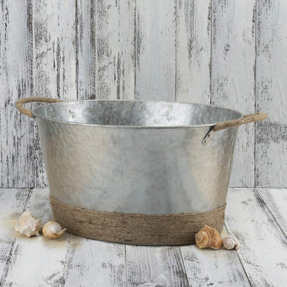 Twine Cheers Beverage Tub, Galvanized Tubs for Entertaining, Drink Buckets for Parties, Large Ice Tub and Gift Basket, Beer Buckets, Cream, 6.3 Gallons Set of 1
