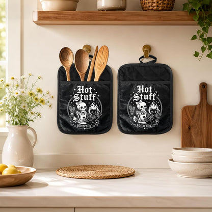 Gothic Cooking Skeleton Chef Pot Holders Heat Resistant