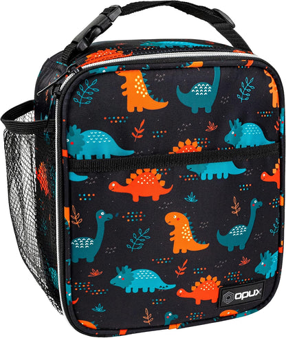 opux Premium Insulated Lunch Box, Soft School Lunch Bag for Kids Boys Girls, Leakproof Small Lunch Pail Men Women Work, Reusable Compact Cooler Tote Lunchbox for Office Adult, Black