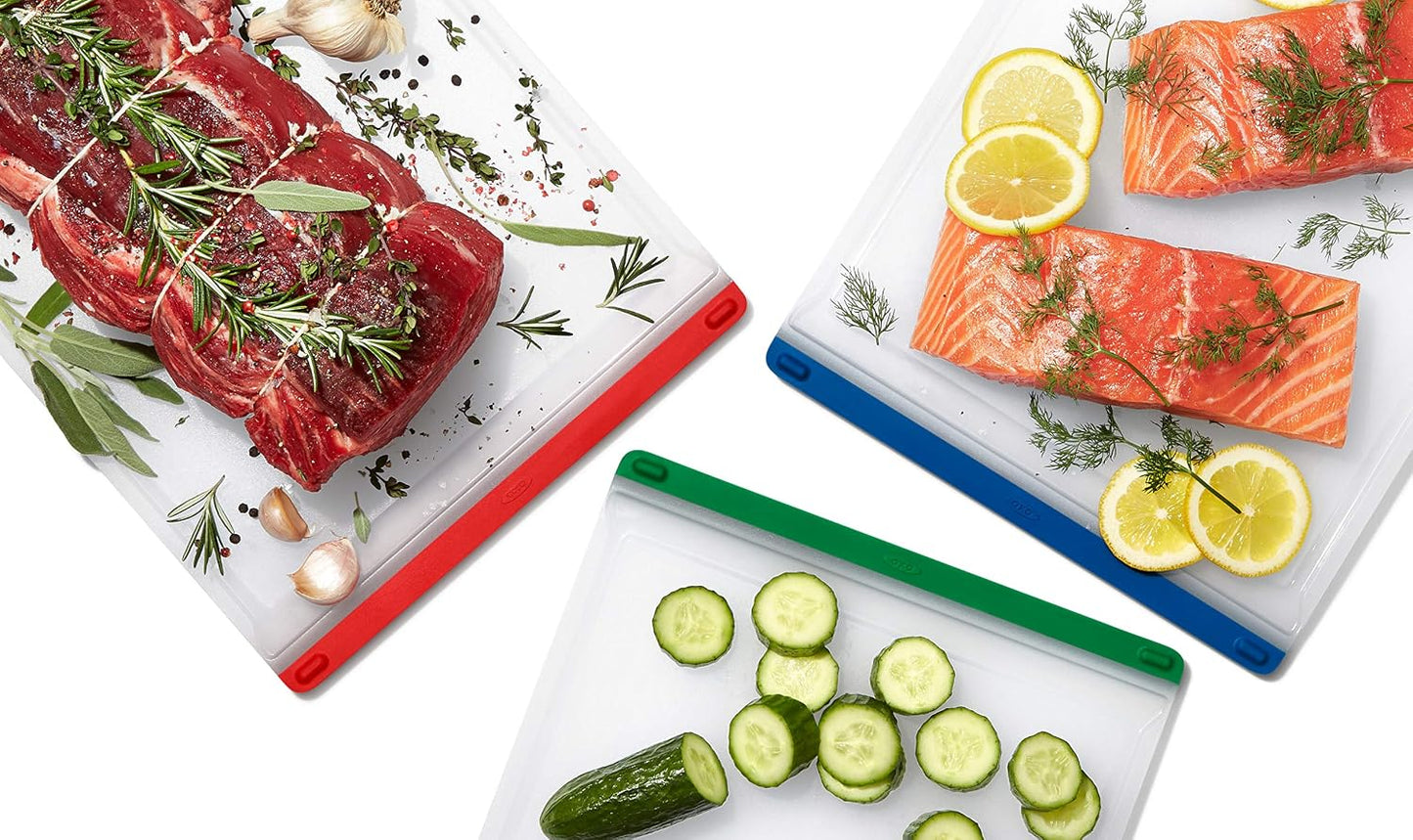 OXO Good Grips 3-Piece Plastic Everyday Cutting Board Set - Red, Green, Blue
