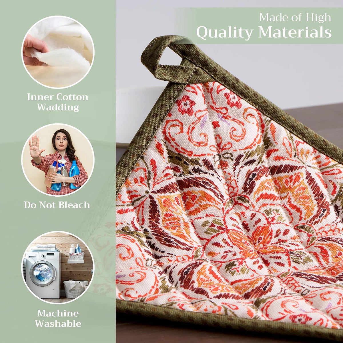 Maison d' Hermine Pot Holders 100% Cotton Potholders (8" x 8") - Colors A