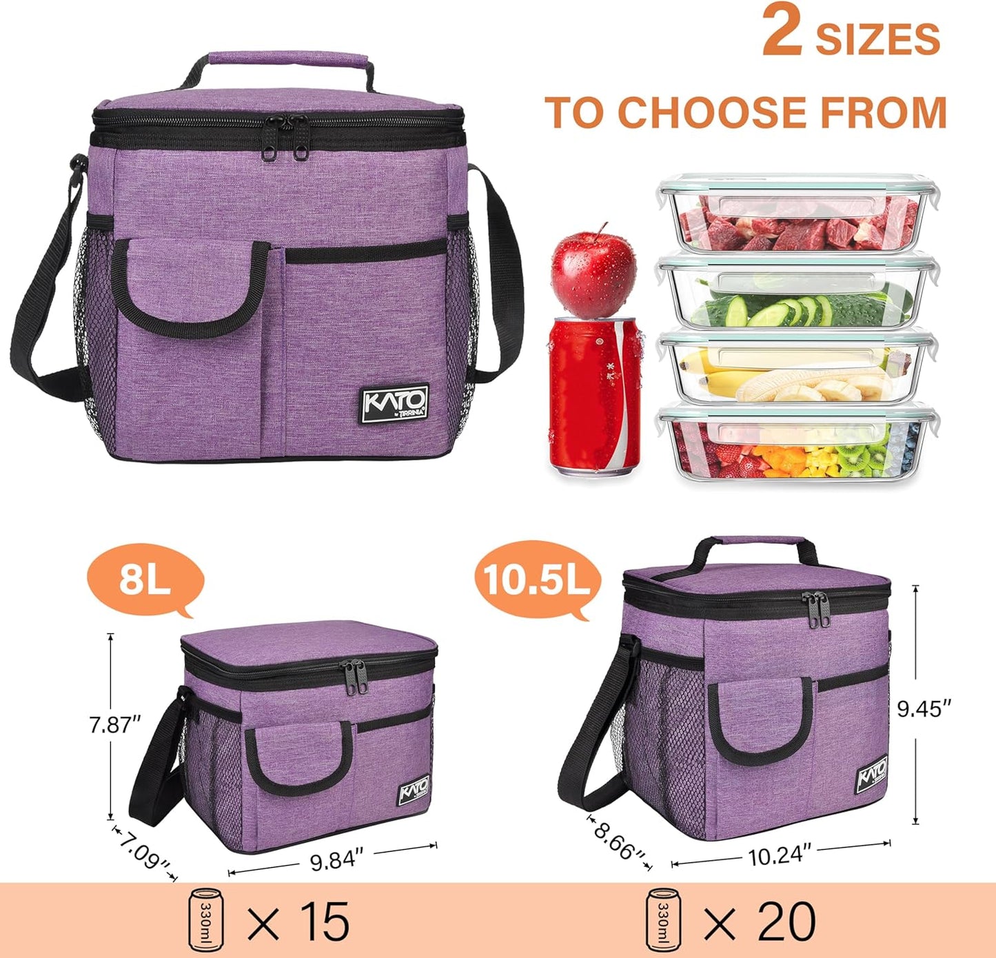 Tirrinia Insulated Lunch Bag for Women Men, Leakproof Lunch Box Containers for Adult, Work, School, Soft Lunchbox for Kids,Boys, Adult Cooler Bag for Picnic Hiking Beach,Charcoal