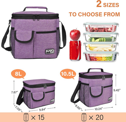 Tirrinia Insulated Lunch Bag for Women Men, Leakproof Lunch Box Containers for Adult, Work, School, Soft Lunchbox for Kids,Boys, Adult Cooler Bag for Picnic Hiking Beach,Charcoal