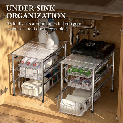 Simple Houseware Stackable Basket Drawer, Chrome