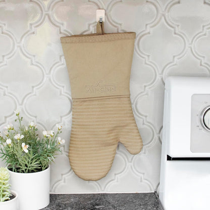 All-Clad Silicone Oven Mitts: Heat Resistant up to 500 Degrees - 100% Cotton & Silicone, 14"x7" Oven Mitt for Kitchen and Barbeque, Pewter