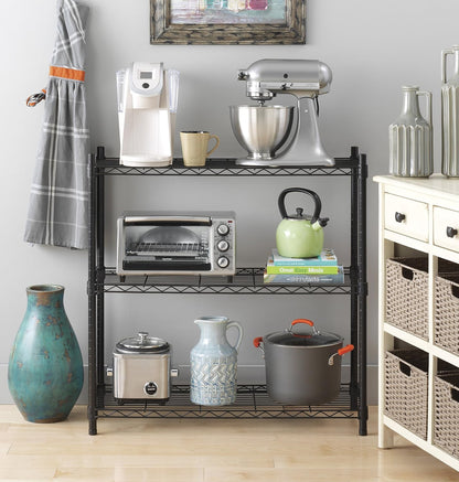 Whitmor 2-Wire Shelving Unit, Metal Storage Shelves, Stacking Shelf with Basket, Easy Assembly Home Organizer for Pantry, Kitchen, Garage, Plant