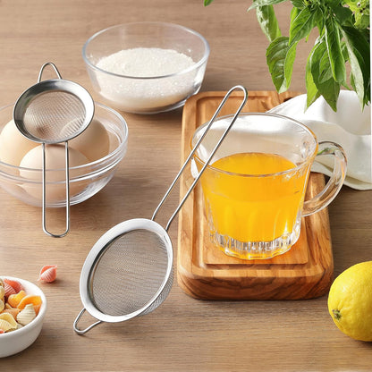 Fine Mesh Strainers, 2 Pack Mini Metal Sieve with Handle for Kitchen Filter