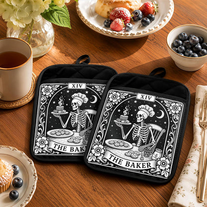 Gothic Cooking Skeleton Chef Pot Holders Heat Resistant