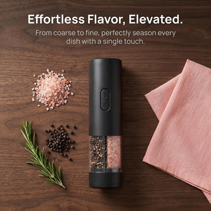 2 IN 1 Electric Salt and Pepper Grinder Set,Rechargeable (Black)