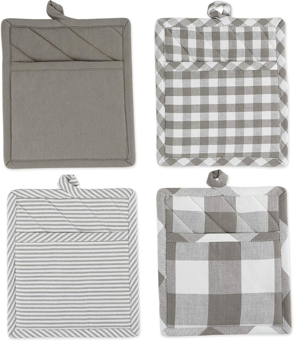 DII Gingham Check Kitchen Collection, Pink, Potholder Set