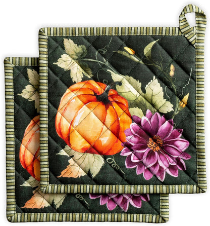 Maison d' Hermine 100% Cotton Oven Mitt & Pot Holder Set (7.5"x13" & 8"x8") - Colors C