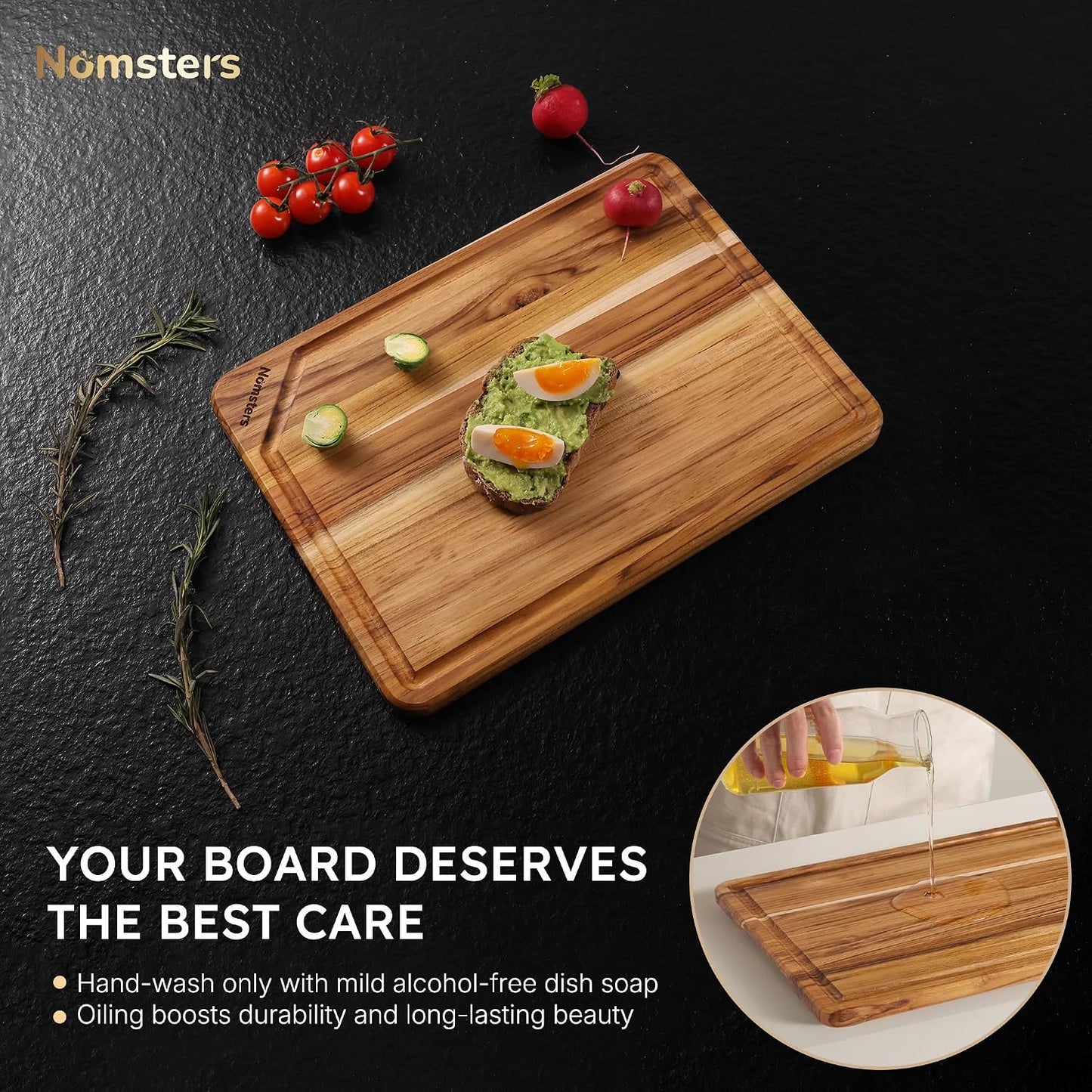 3 Pack Teak Wood Cutting Board Set for Kitchen Charcuterie Board Serving Heavy Duty Non Toxic Slip Hardwood Over Sink Solid Thick Haus Wooden Chopping Board Large Big Small Meat Best Essential Gift