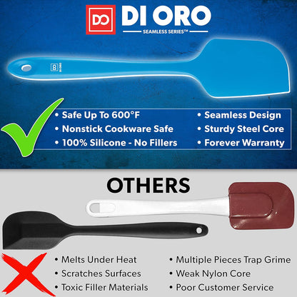 DI ORO Silicone Spatula Set - Rubber Kitchen Spatulas for Baking, Cooking, & Mixing - 600°F Heat-Resistant & BPA Free Silicone Scraper Spatulas for Nonstick Cookware - Dishwasher Safe (3pc, Black)