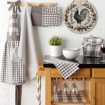 DII Gingham Check Kitchen Collection, Pink, Potholder Set