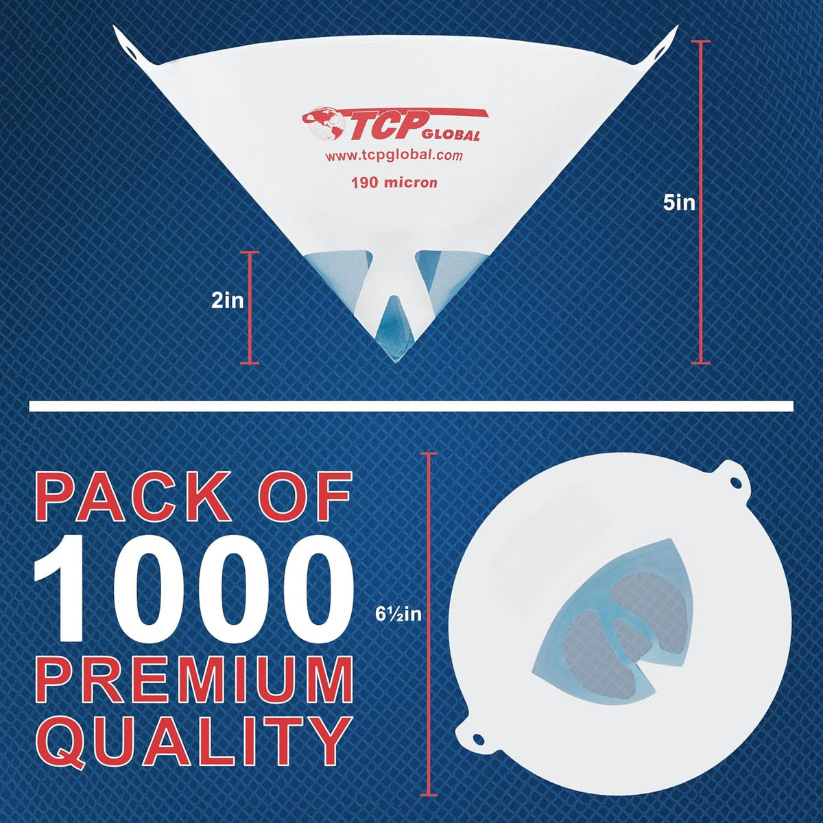 TCP Global - 190 Micron Filter Tips Ultra-Fine Paint Strainer
