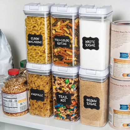 Shazo Airtight Food Storage Containers with Lids - 6 PC BPA Free Clear Plastic Cereal Containers with Easy Lock Lids for Kitchen and Pantry Organization for Snacks and Pasta - 1.2L
