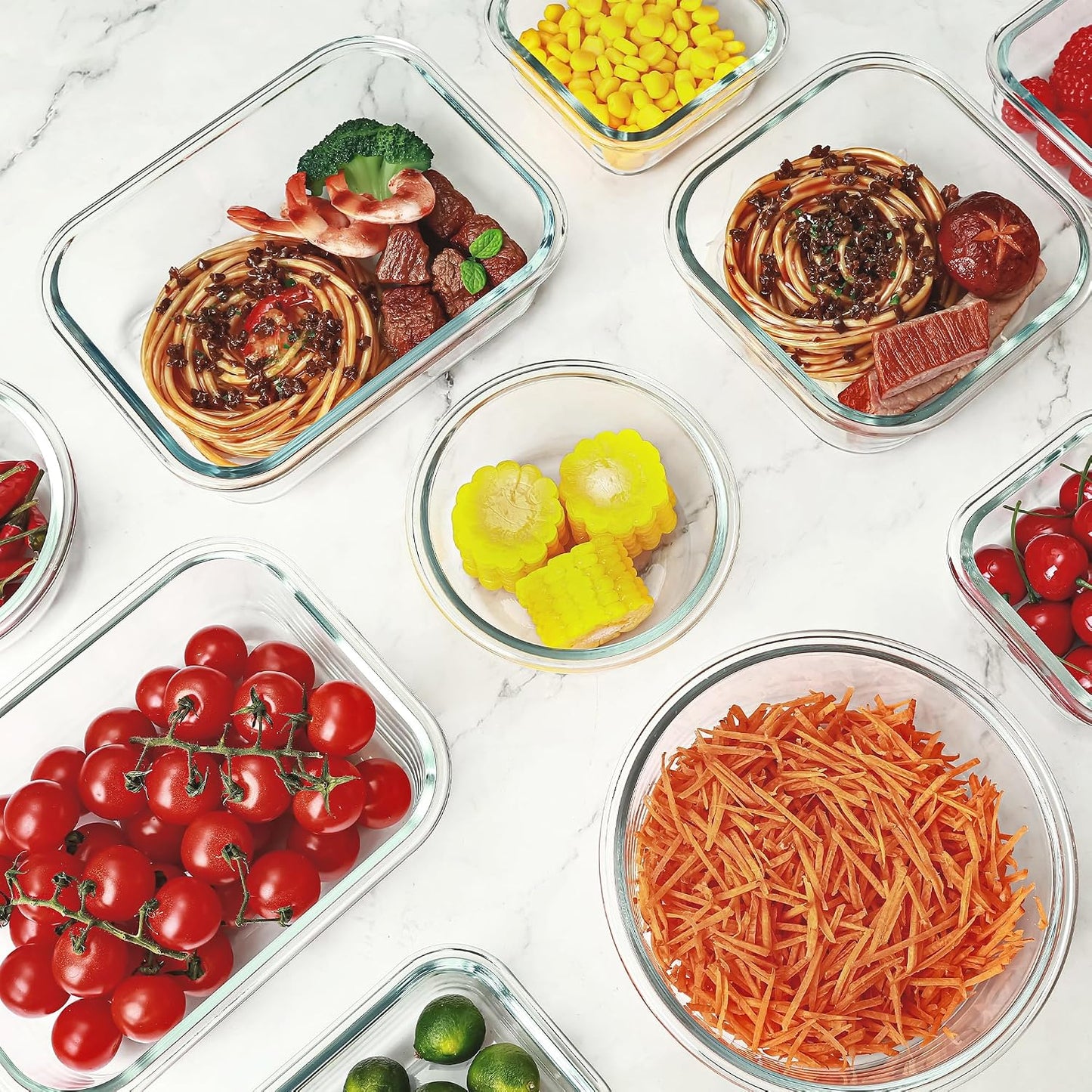 12 Pack Glass Food Storage Containers Set, Glass Meal Prep Containers with Lids, Airtight Lunch Containers, Dishwasher Safe, purple