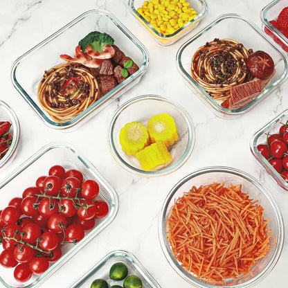 12 Pack Glass Food Storage Containers Set, Glass Meal Prep Containers with Lids, Airtight Lunch Containers, Dishwasher Safe, purple