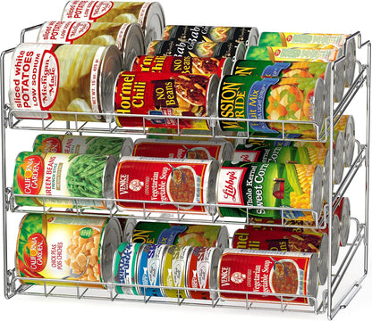Deco Brothers Stackable Can Rack Organizer for Kitchen and Pantry, Holds Upto 36 Cans, Chrome Finish