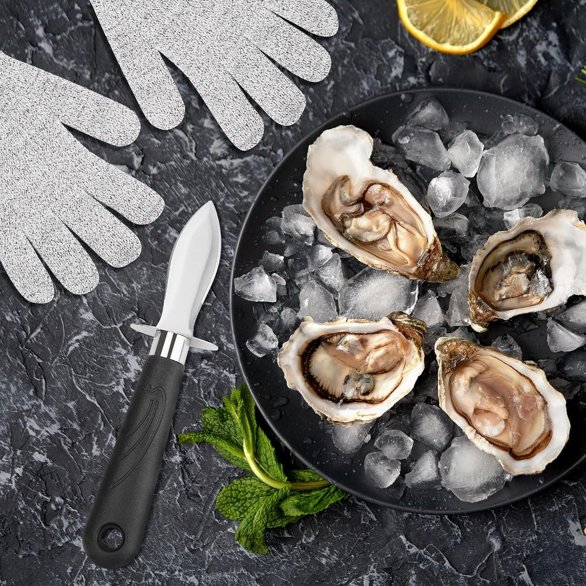 Oyster Shucker Set - 2 Oysters Shucking Knives and Cut Resistant Gloves- Seafood Opener Kit Tools for Oysters, Clam, Shellfish, Crab, Kitchen Tools, Premium Kitchen Knife Tools Gift