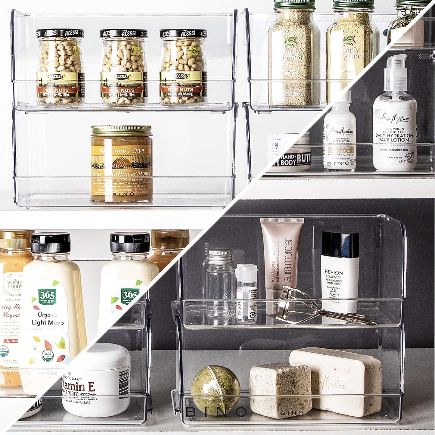 BINO | Stackable Plastic Storage Bins, Large | THE MYRIAD COLLECTION | Multipurpose Bins | Pantry Organizers And Storage | Home Organization Containers | Clear Plastic Fridge Bin | Freezer Organizer