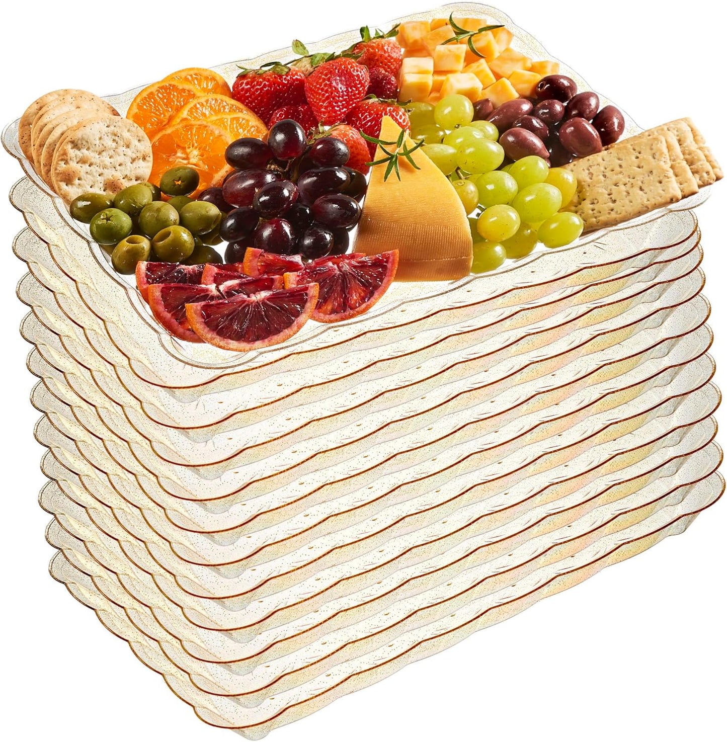 Plasticpro Plastic Serving Trays - Serving Platters Rectangle 9X13 Disposable Party Dish 4 Black Trays