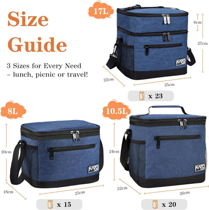 Tirrinia Insulated Lunch Box for Men/Women, Leakproof Lunch Bag for School Work, Large Lunch Tote Kids Boys Girls Student Back to School, Soft Cooler Office Picnic Beach Camping for Adults, Charcoal
