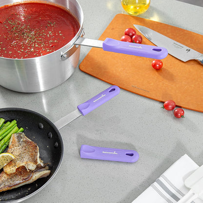 Restaurantware Silicone Pan Handle Cover Set 1-Count Heat-Resistant Removable Pan Handle Grips, Ergonomic Non-Slip Green Handle Protectors for Fry Pans and Sauce Pans