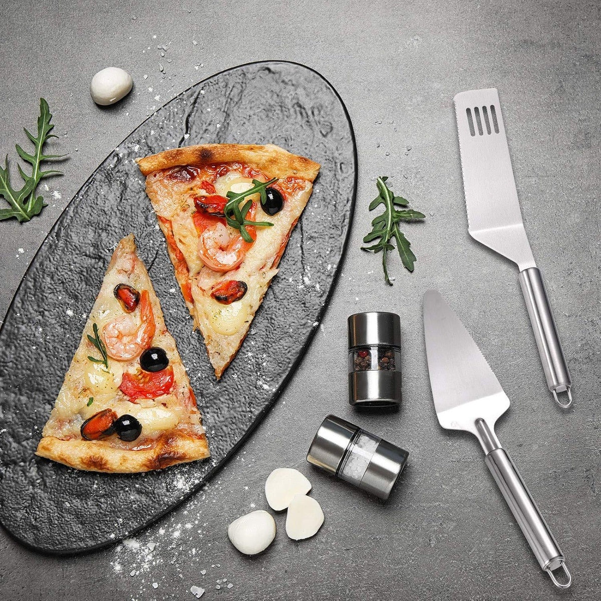 Patelai 2 Pcs Cake Server Set Knife Stainless Steel Pie Spatula