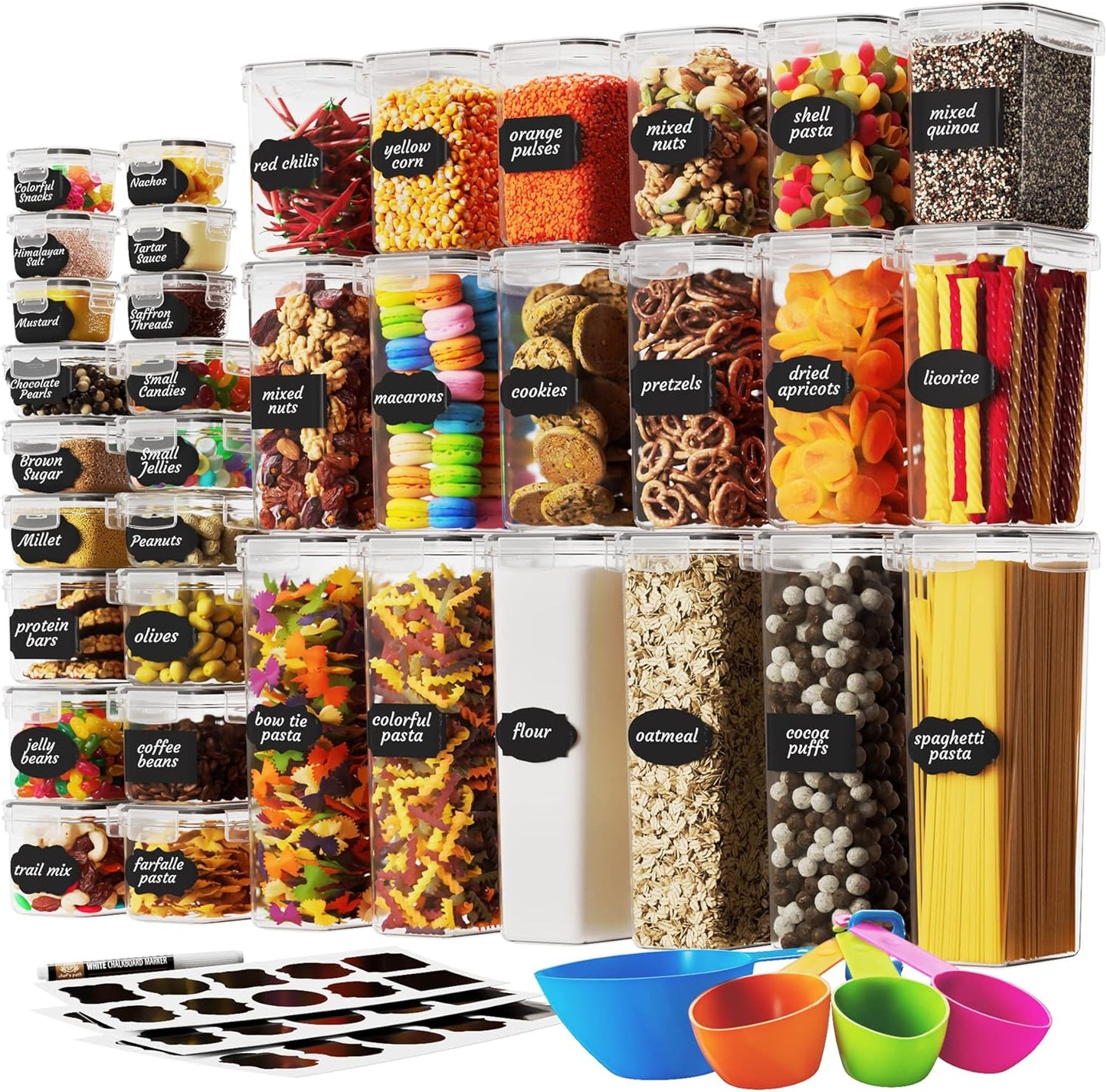 Chef's Path Airtight Food Storage Containers with Lids, 24 pcs (Teal Color) Plastic Kitchen and Pantry Organization for Dry Food, Flour and Sugar, BPA Free