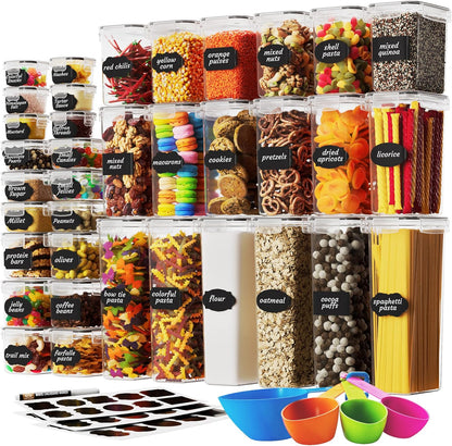 Chef's Path Airtight Food Storage Containers with Lids, 24 pcs (Teal Color) Plastic Kitchen and Pantry Organization for Dry Food, Flour and Sugar, BPA Free