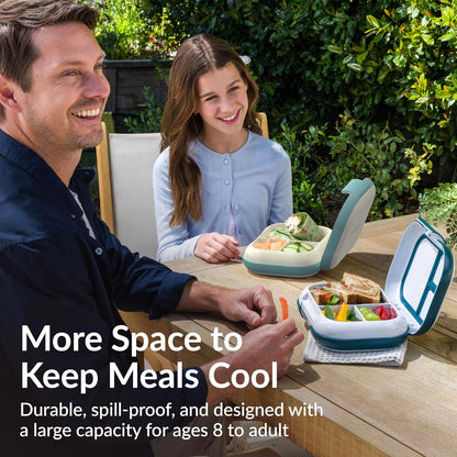 Bentgo Chill Max Leak-Proof XL Lunch Box - Included Ice Pack Keeps Food Cold; 5-Cup Capacity for Adults & Ages 8+, 3 or 4 Compartment Bento Box, BPA-Free, Dishwasher Safe (Bone & Glacier Blue)