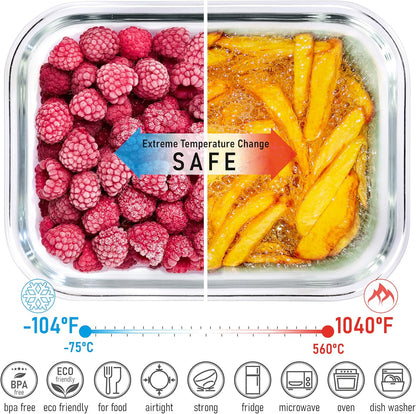 Set of 4 Stackable Space-Saving Nesting Glass Bowls with Airtight Acacia Lids for Lunch, Meal & Food Prep - Microwave & Oven-ready BPA Free Durable Heat Resistant Inert Borosilicate Glass