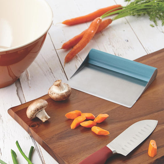 Rachael Ray Tools and Gadgets Stainless Steel Pastry Scraper / Bench Scrape / Kitchen Tool for Baking and Cooking / Dishwasher Safe, Purple