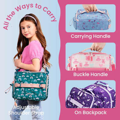 Bentgo Kids Lunch Bag - Durable, Double-Insulated Lunch Bag for Kids 3+; Holds Lunch Box, Water Bottle, & Snacks; Easy-Clean Water-Resistant Fabric & Multiple Zippered Pockets (Mermaid)