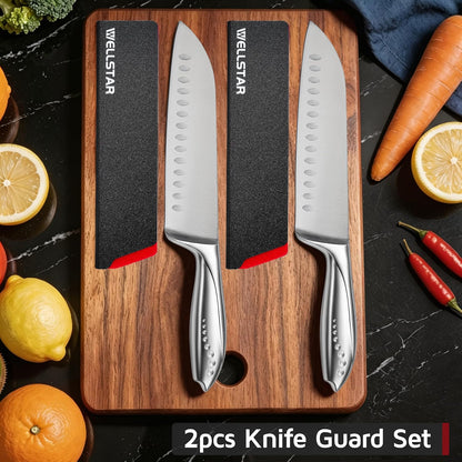 WELLSTAR Knife Edge Guards 8 Inch, Universal Blade Covers, BPA Free ABS Protective Blade Sheaths, Non-Scratch Felt Lining Kitchen Knives Covers (Knives not included)