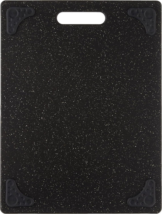 Dexas Grippboard Poly Cutting Board in Midnight Granite, 11 x 14.5 Inch Non-Slip Kitchen Cutting Board with Rubber Feet, Dishwasher Safe BPA-Free Chopping Board Made in USA