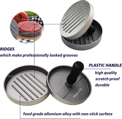 Meykers Burger Press 100 Patty Papers Set | Non-Stick Hamburger Press Patty Maker Mold with Free Wax Paper Sheets | Meat Beef Cheese Veggie Burger Maker for Grill Griddle BBQ Barbecue | BPA Free