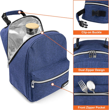 opux Lunch Box for Girls Boys Kids, Insulated Leakproof Lunch Bag, Reusable Teen Lunch Boxes for School, Medium Large lunchbox for Women Men Adult for Work with Front Back Pocket (Purple)
