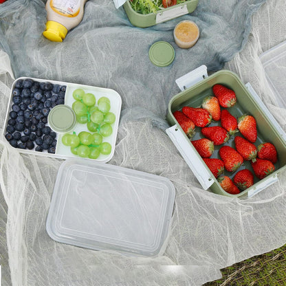 3 Pack Salad Lunch Box Food Storage Containers, 47oz Bento Box To Go Container with Lids, Reusable Meal Prep Containers with Removable Tray & Dressing Pots for Kids and Adults, Microwave Safe