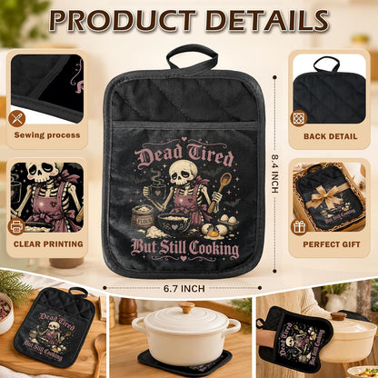 Gothic Cooking Skeleton Chef Pot Holders Heat Resistant