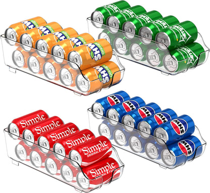 Simple Houseware Soda Can Organizer and Dispenser for Refrigerator / Pantry, Clear, Set of 2