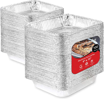Stock Your Home 9x13 Aluminum Trays with Lids (10 Pack) – Disposable Half Size Deep Pans for Cooking, Storage, BBQ, Grilling, Catering